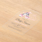 Roze Ballerina Het is een meisje Baby shower Arch  Acryl Uitnodigingen (Laagn)