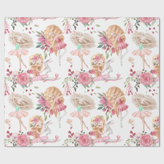 Roze Ballerina Inpakpapier (Vlak)