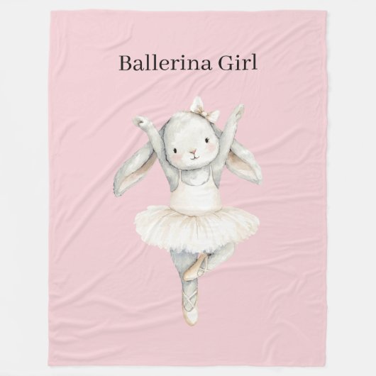 Roze Ballerina Konijn in Tutu Fleece Deken (Voorkant)