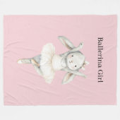 Roze Ballerina Konijn in Tutu Fleece Deken (Voorkant (Horizontaal))