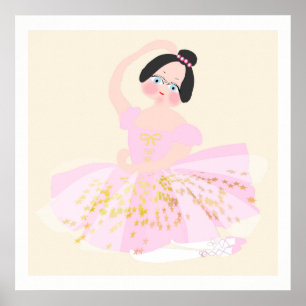 Roze Ballerina kunst Illustratie. Poster