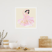 Roze Ballerina kunst Illustratie. Poster (Keuken)