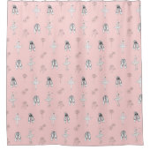 Roze Ballerina Line Art Douchegordijn (Voorkant)