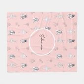 Roze Ballerina Line Art Fleece Deken (Voorkant (Horizontaal))