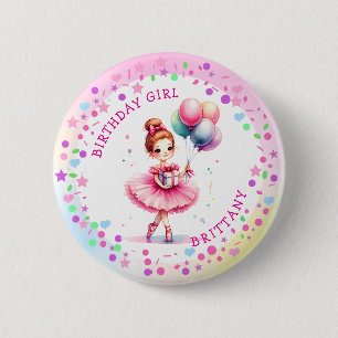  roze ballerina meisje verjaardag meisje ronde button 5,7 cm