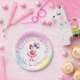  roze ballerina meisje verjaardagsfeestje papieren bordje