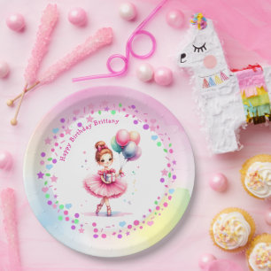 roze ballerina meisje verjaardagsfeestje papieren bordje