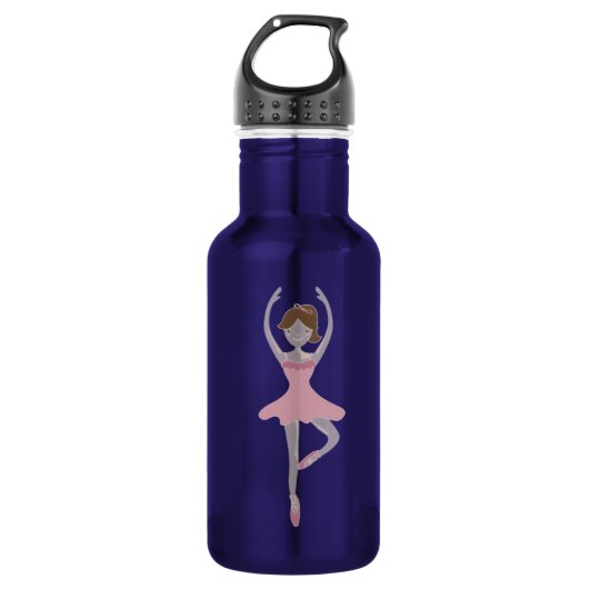 Roze Ballerina Meisje Waterfles (Voorkant)
