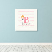 Roze Ballerina Monogram B – Persoonlijke Kunst Canvas Afdruk (Insitu (Houten vloer))