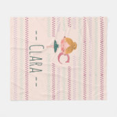 Roze Ballerina Monogram C Naam Fleece Deken (Voorkant (Horizontaal))
