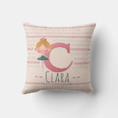 Roze Ballerina Monogram C – Persoonlijke Kunst Kussen (Achterkant)