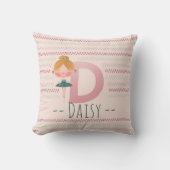 Roze Ballerina Monogram D – Persoonlijke Kunst Kussen (Voorkant)