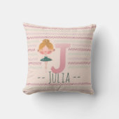 Roze Ballerina Monogram J – Persoonlijke Kunst Kussen (Voorkant)