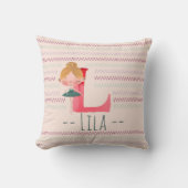 Roze Ballerina Monogram L – Persoonlijke Kunst Kussen (Voorkant)