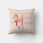 Roze Ballerina Monogram M – Persoonlijke Kunst Kussen (Achterkant)