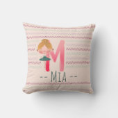 Roze Ballerina Monogram M – Persoonlijke Kunst Kussen (Voorkant)