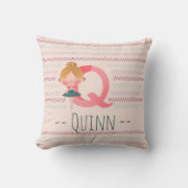 Roze Ballerina Monogram Q – Persoonlijke Kunst Kussen (Voorkant)