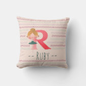 Roze Ballerina Monogram R – Persoonlijke Kunst Kussen (Voorkant)