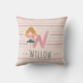 Roze Ballerina Monogram W – Persoonlijke Kunst Kussen (Achterkant)