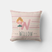 Roze Ballerina Monogram W – Persoonlijke Kunst Kussen (Voorkant)