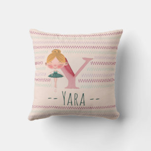 Roze Ballerina Monogram Y – Persoonlijke Kunst Kussen