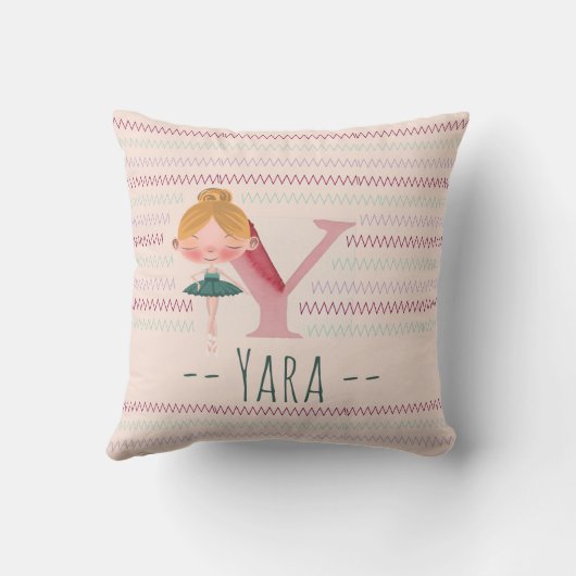 Roze Ballerina Monogram Y – Persoonlijke Kunst Kussen (Achterkant)