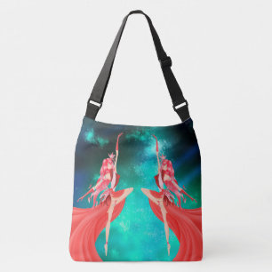 Roze Ballerina Nachtelijke Hemel  Crossbody Tas