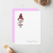Roze Ballerina Note Cards Notitiekaartje (Voorkant / Achterkant in situ)
