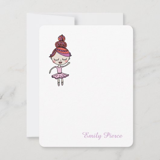 Roze Ballerina Note Cards Notitiekaartje (Voorkant)