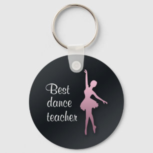 Roze Ballerina op Black Dance Teach Gift Sleutelha Sleutelhanger