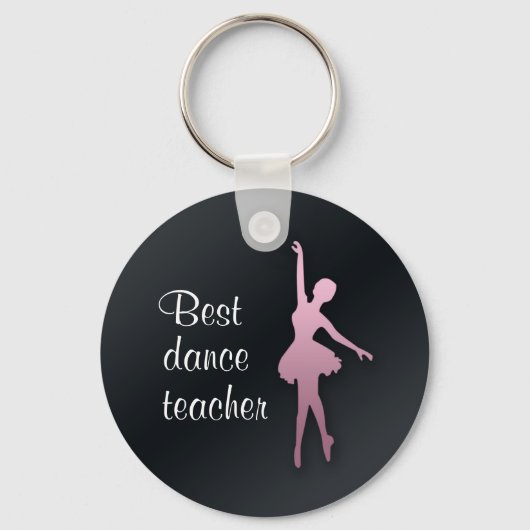 Roze Ballerina op Black Dance Teach Gift Sleutelha Sleutelhanger (Voorkant)