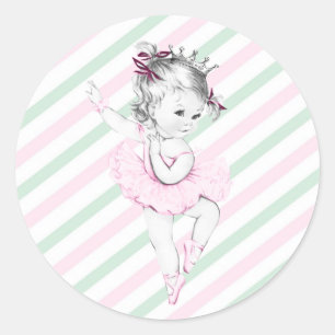 Roze Ballerina Prinses Baby Borrel Ronde Sticker