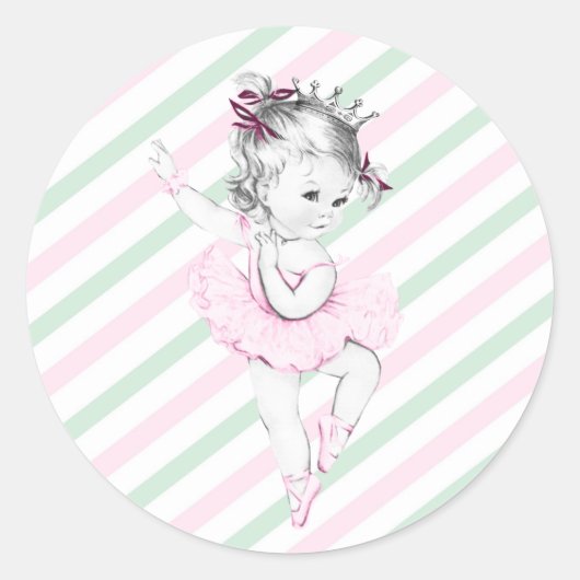  roze ballerina prinses Baby shower Ronde Sticker (Voorkant)