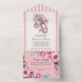 Roze Ballerina Schoenen Meisje Baby shower All In One Uitnodiging (Binnen)