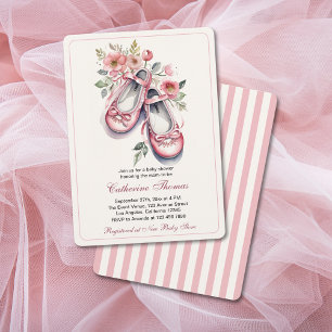 Roze Ballerina Schoenen Meisje Baby shower Kaart