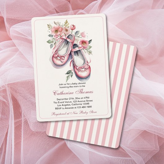  Roze Ballerina Schoenen Meisje Baby shower Kaart