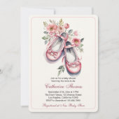  Roze Ballerina Schoenen Meisje Baby shower Kaart (Voorkant)