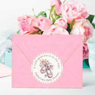  Roze Ballerina Schoenen Meisje Baby shower Ronde Sticker