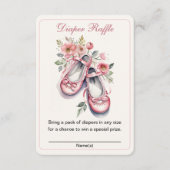  Roze Ballerina Schoenen Meisje Luier Raffle Informatiekaartje (Voorkant)