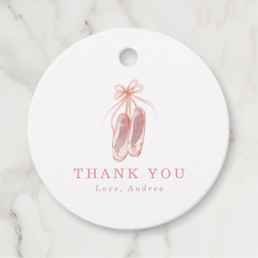 Roze Ballerina Shoes Birthday Party Hartelijk dank Bedankjes Labels (Voorkant)
