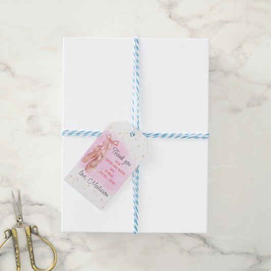 Roze Ballerina Shoes Birthday Party Hartelijk dank Cadeaulabel (Met Touw)