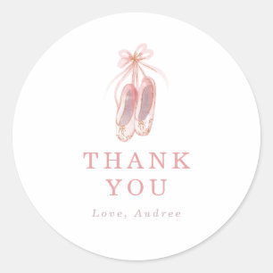 Roze Ballerina Shoes Birthday Party Hartelijk dank Ronde Sticker