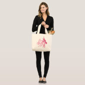 Roze Ballerina Silhouette Ballet Dance Grote Tote Bag (Voorkant (model))