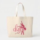 Roze Ballerina Silhouette Ballet Dance Grote Tote Bag (Voorkant)
