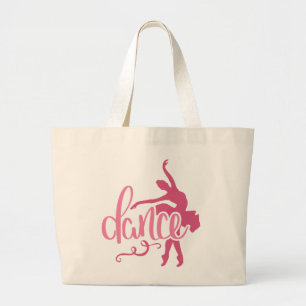 Roze Ballerina Silhouette Ballet Dance Grote Tote Bag