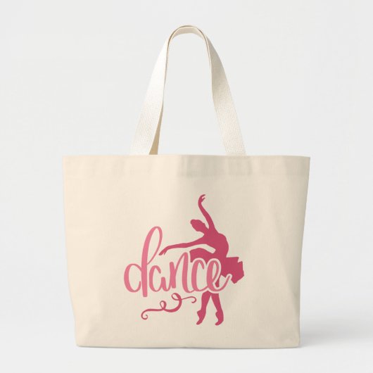 Roze Ballerina Silhouette Ballet Dance Grote Tote Bag (Voorkant)