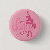 Roze Ballerina Silhouette Ballet Dance Ronde Button 3,2 Cm (Voorkant)