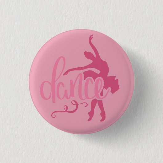 Roze Ballerina Silhouette Ballet Dance Ronde Button 3,2 Cm (Voorkant)