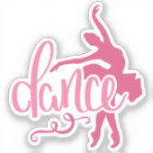 Roze Ballerina Silhouette Ballet Dance Sticker (Voorkant)