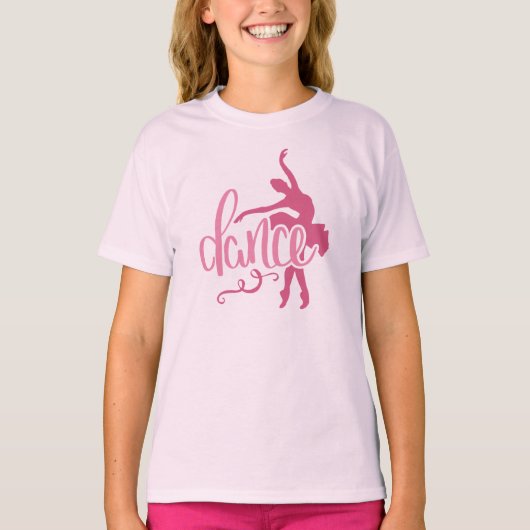 Roze Ballerina Silhouette Ballet Dance  T-shirt (Voorkant)